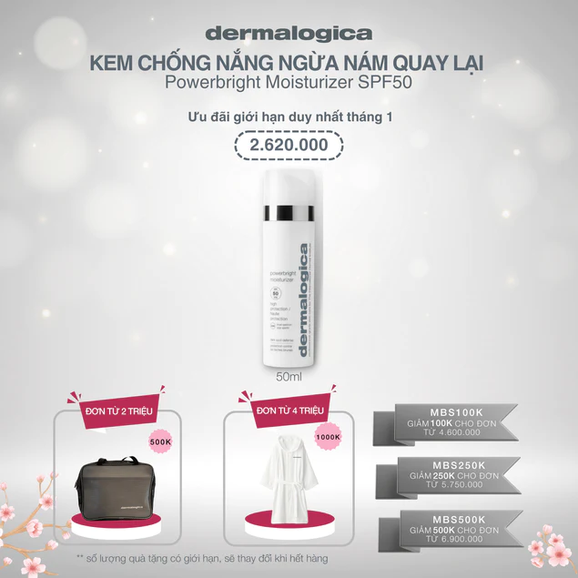 Powerbright Moisturizer SPF50 - Kem chống nắng kết hợp dưỡng ẩm 2 trong 1 ngăn ngừa sạm da